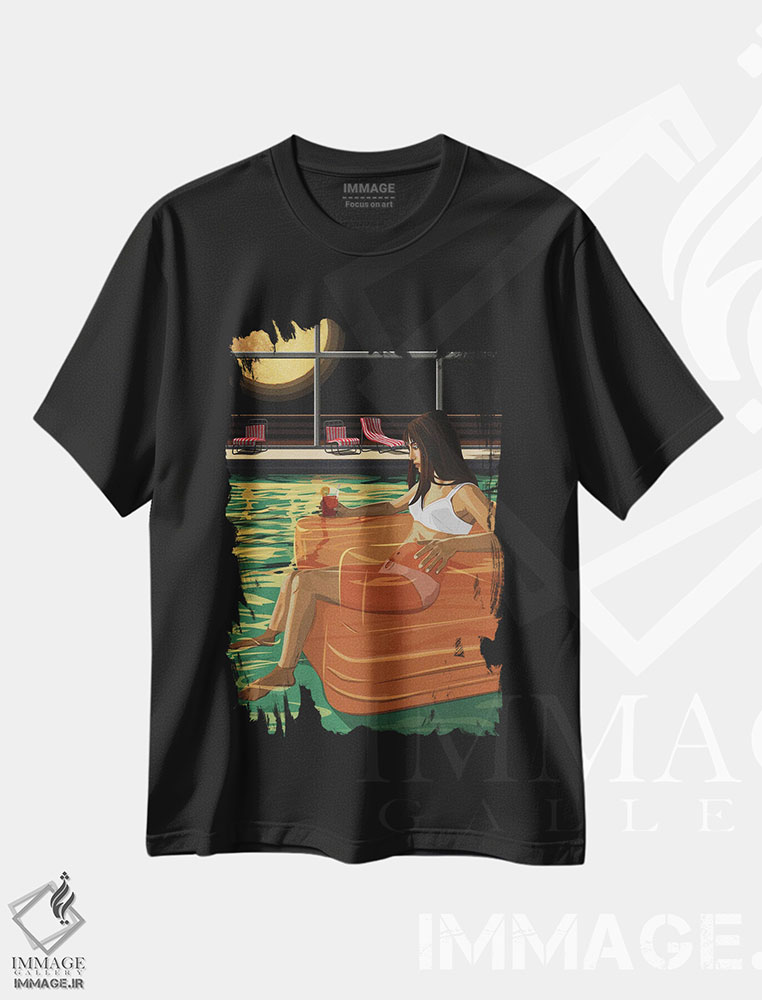 تیشرت طرح دار شناور تنها، هنر دیجیتال اثر آرت کت ایلاستریتد | immage.ir