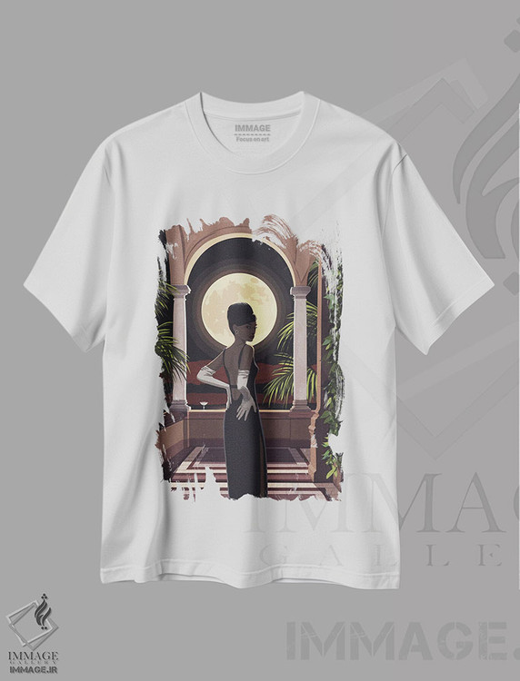 تیشرت طرح دار زن مرموز، هنر آمریکایی آفریقایی تبار اثر آرت کت ایلاستریتد | immage.ir