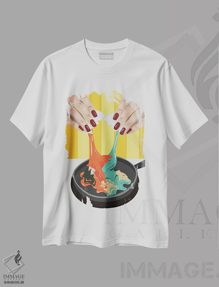 تیشرت طرح دار تخم مرغ بد، هنر دیجیتال اثر آرت کت ایلاستریتد | فروشگاه ایماژ