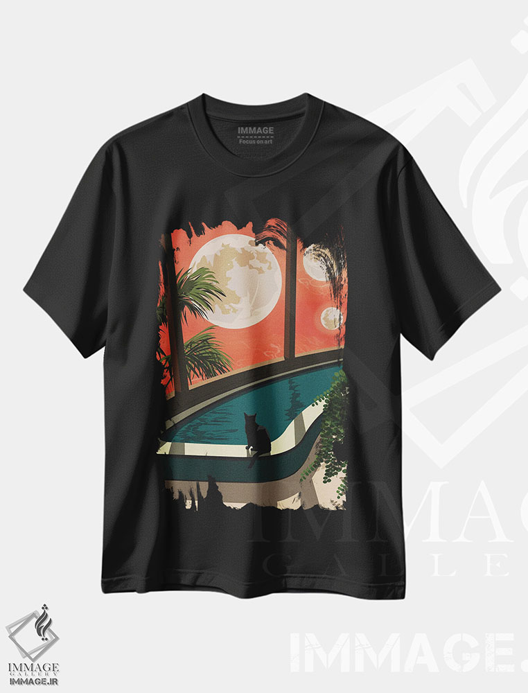 تیشرت طرح دار یک عصر غیرمعمول، تزئینی اثر آرت کت ایلاستریتد | immage.ir