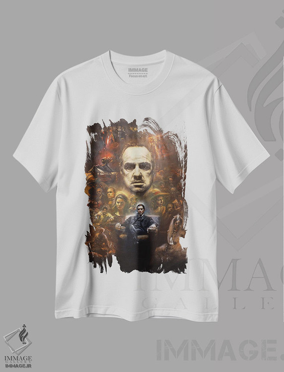 تیشرت طرح دار پنجاهمین سالگرد پدرخوانده، هنر فاخر معاصر اثر مایکل اندرو لاو چوک یوئی | immage.ir