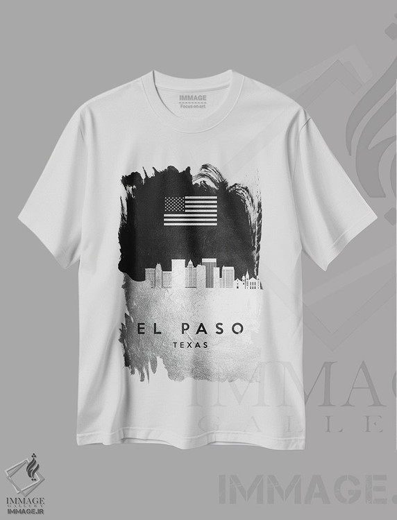 تیشرت طرح دار خط افق نقره ای ال پاسو تگزاس، هنر دیجیتال اثر آدریان بالدُوینو | immage.ir