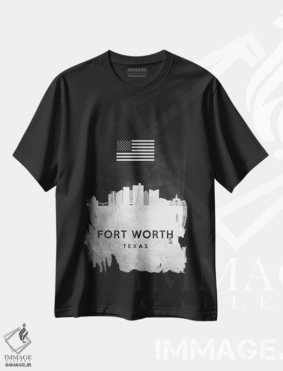 تیشرت طرح دار خط افق نقره ای فورت وورث تگزاس، هنر دیجیتال اثر آدریان بالدُوینو | immage.ir