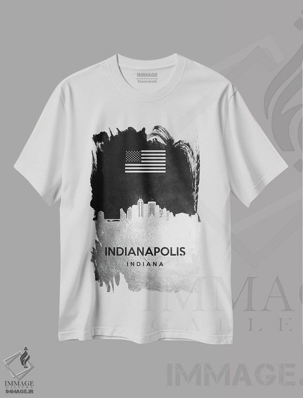 تیشرت طرح دار خط افق نقره ای ایندیاناپولیس ایندیانا، هنر دیجیتال اثر آدریان بالدُوینو | فروشگاه ایماژ