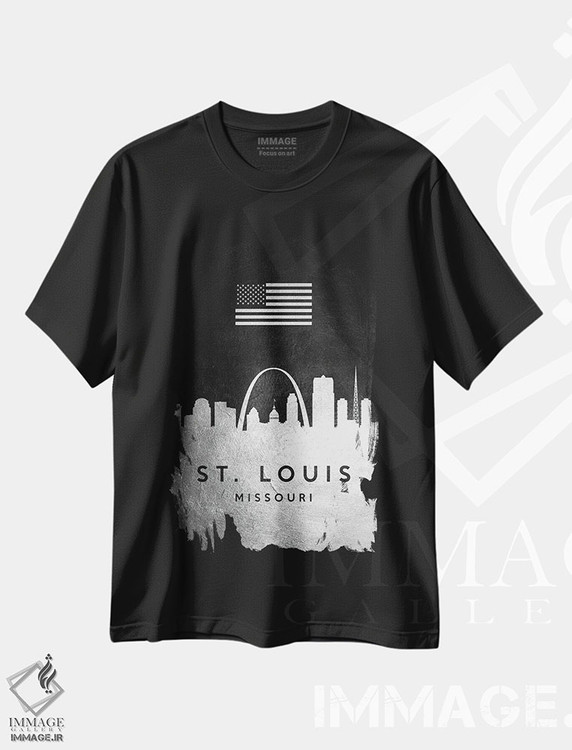 تیشرت طرح دار خط افق نقره ای سنت لوئیس میزوری، هنر دیجیتال اثر آدریان بالدُوینو | فروشگاه ایماژ