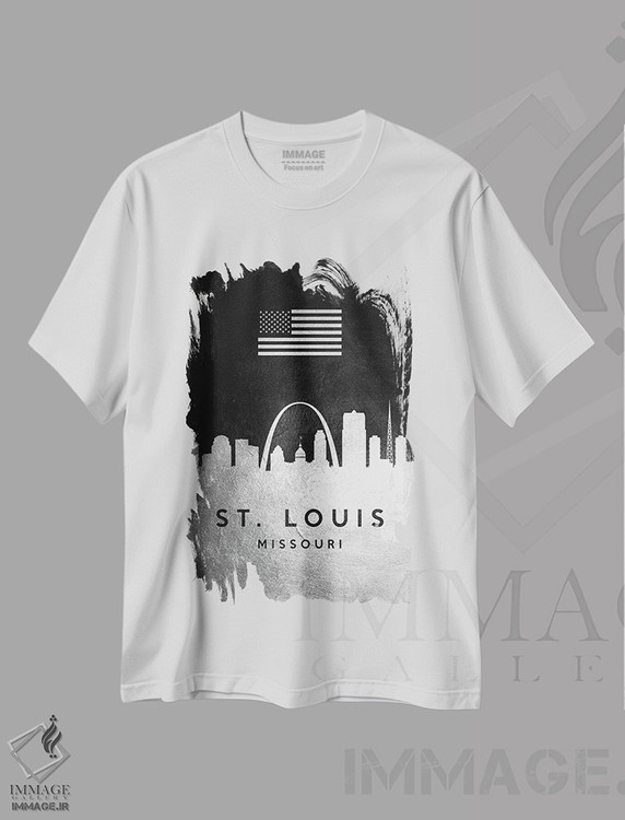 تیشرت طرح دار خط افق نقره ای سنت لوئیس میزوری، هنر دیجیتال اثر آدریان بالدُوینو | immage.ir