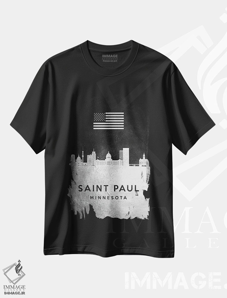 تیشرت طرح دار خط افق نقره ای سنت پل مینه سوتا، هنر دیجیتال اثر آدریان بالدُوینو | immage.ir