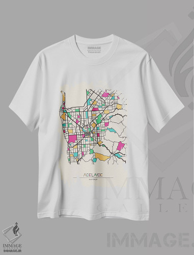 تیشرت طرح دار نقشه آدلاید، استرالیا، تزئینی اثر آیشه دنیز آکِرمان | فروشگاه ایماژ