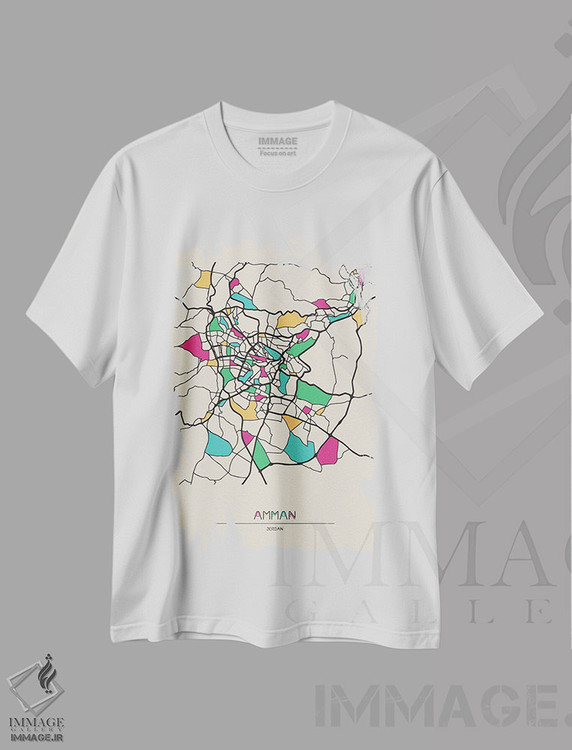 تیشرت طرح دار نقشه امان، اردن، هنر دیجیتال اثر آیشه دنیز آکِرمان | immage.ir