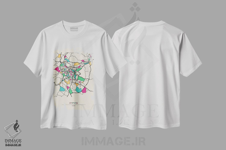 تیشرت طرح دار نقشه امان، اردن، هنر دیجیتال اثر آیشه دنیز آکِرمان | immage.ir