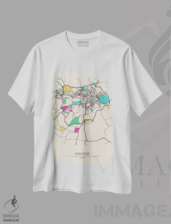 تیشرت طرح دار نقشه آنکارا، ترکیه، هنر دیجیتال اثر آیشه دنیز آکِرمان | immage.ir