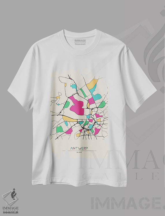 تیشرت طرح دار نقشه آنتورپ، بلژیک، هنر دیجیتال اثر آیشه دنیز آکِرمان | immage.ir