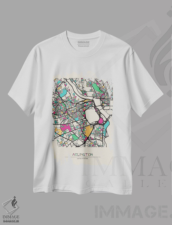 تیشرت طرح دار نقشه شهرستان آرلینگتون، ویرجینیا، هنر دیجیتال اثر آیشه دنیز آکِرمان | فروشگاه ایماژ