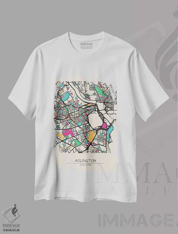 تیشرت طرح دار نقشه شهرستان آرلینگتون، ویرجینیا، هنر دیجیتال اثر آیشه دنیز آکِرمان | فروشگاه ایماژ