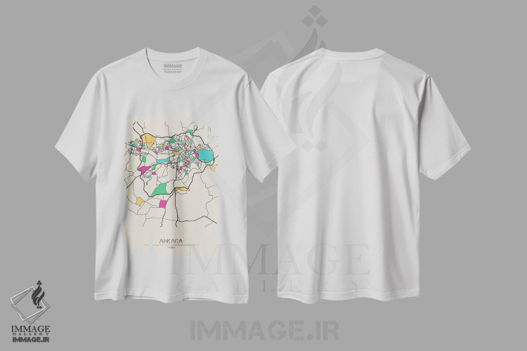 تیشرت طرح دار نقشه آنکارا، ترکیه، هنر دیجیتال اثر آیشه دنیز آکِرمان | immage.ir