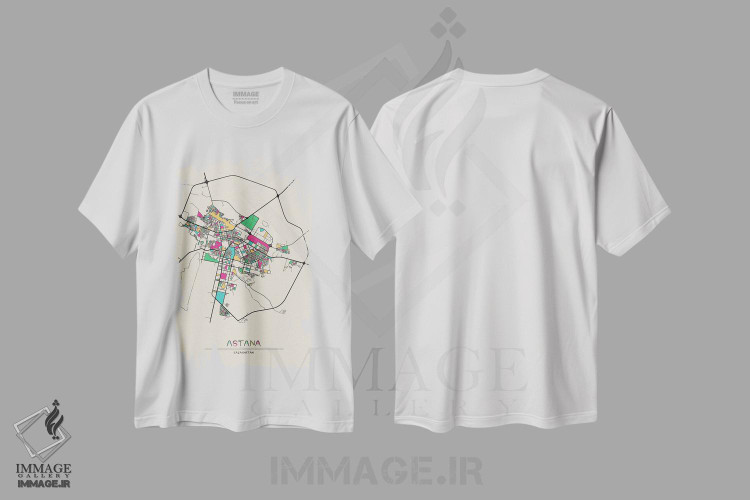 تیشرت طرح دار نقشه آستانه، قزاقستان، هنر دیجیتال اثر آیشه دنیز آکِرمان | immage.ir