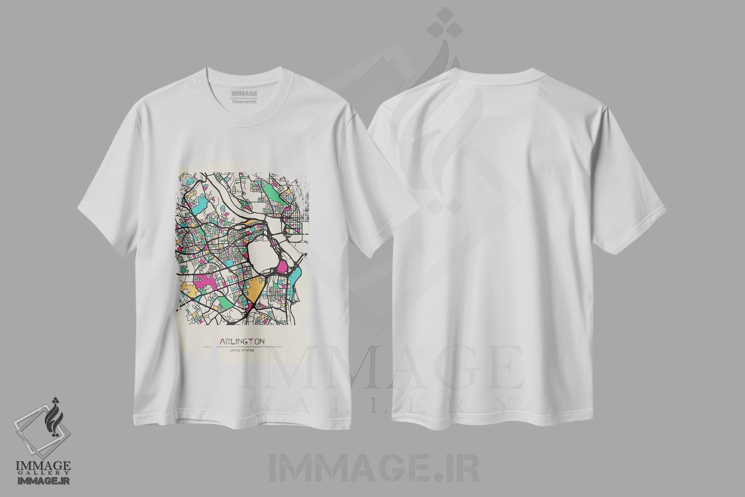 تیشرت طرح دار نقشه شهرستان آرلینگتون، ویرجینیا، هنر دیجیتال اثر آیشه دنیز آکِرمان | فروشگاه ایماژ