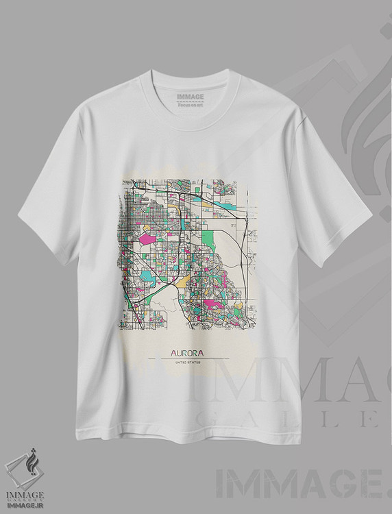 تیشرت طرح دار نقشه اورورا، کلرادو، هنر دیجیتال اثر آیشه دنیز آکِرمان | immage.ir