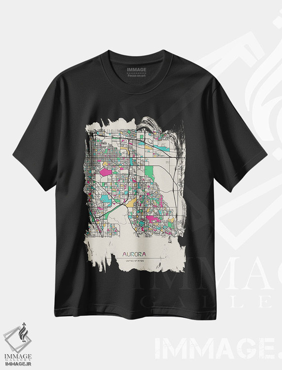 تیشرت طرح دار نقشه اورورا، کلرادو، هنر دیجیتال اثر آیشه دنیز آکِرمان | فروشگاه ایماژ