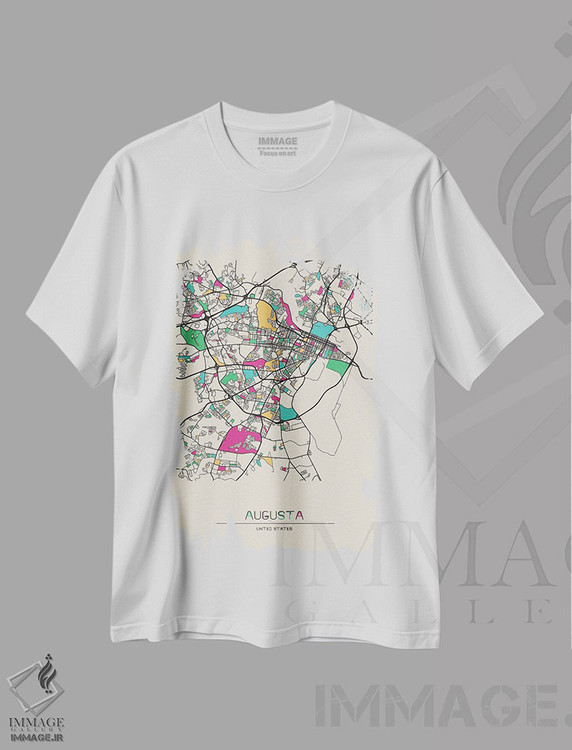 تیشرت طرح دار نقشه آگوستا، جورجیا، هنر دیجیتال اثر آیشه دنیز آکِرمان | فروشگاه ایماژ