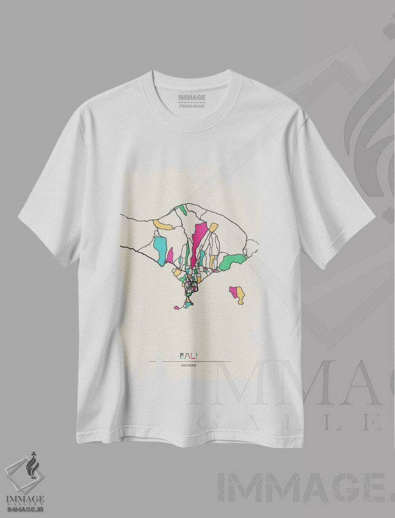 تیشرت طرح دار نقشه بالی، اندونزی، هنر دیجیتال اثر آیشه دنیز آکِرمان | فروشگاه ایماژ