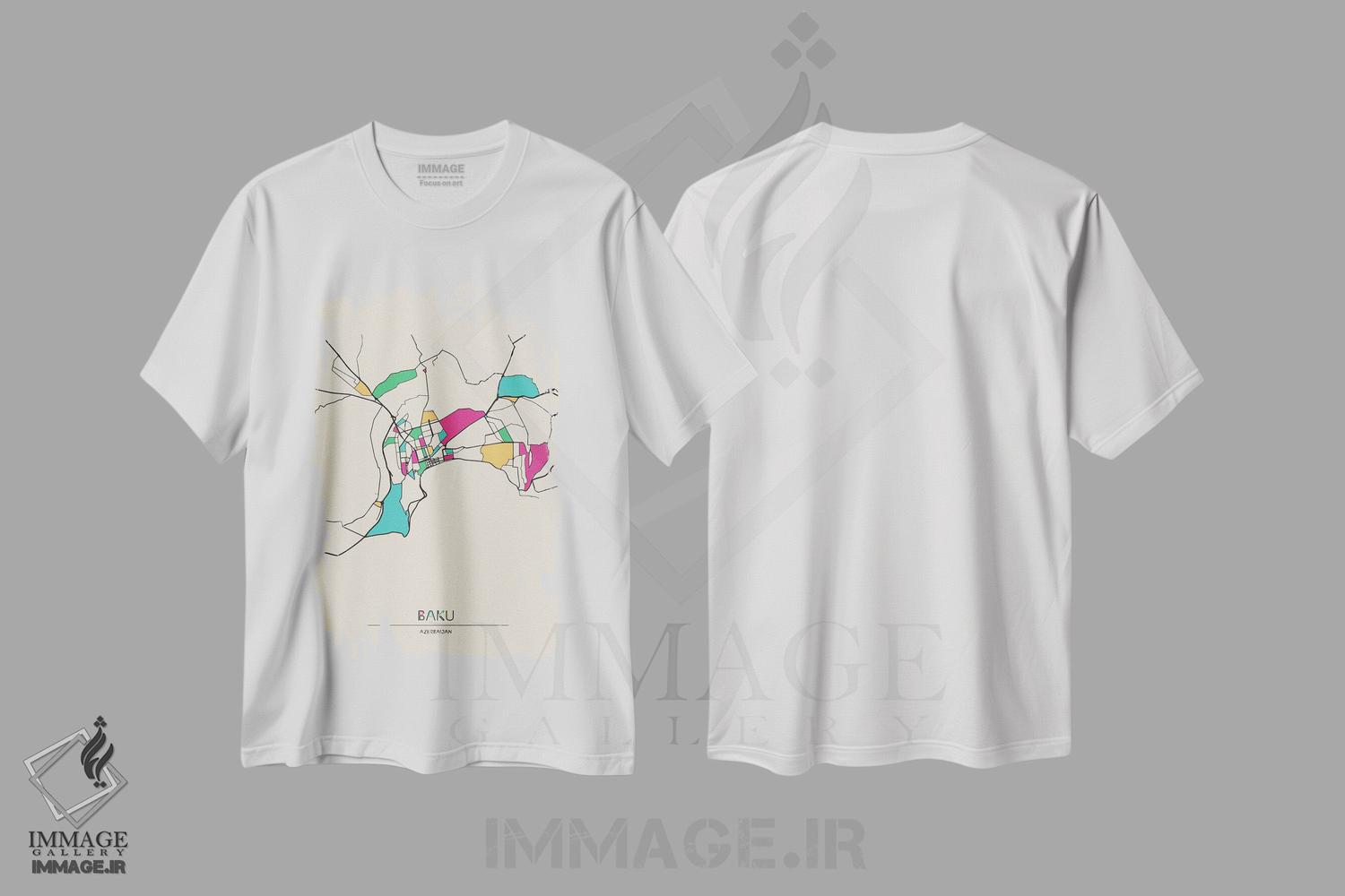 تیشرت طرح دار نقشه باکو، جمهوری آذربایجان، هنر دیجیتال اثر آیشه دنیز آکِرمان | immage.ir