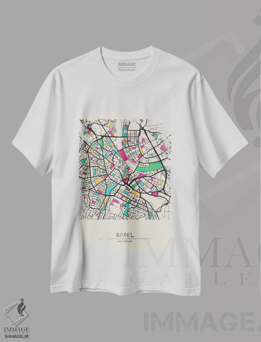 تیشرت طرح دار نقشه بازل، سوئیس، هنر دیجیتال اثر آیشه دنیز آکِرمان | فروشگاه ایماژ