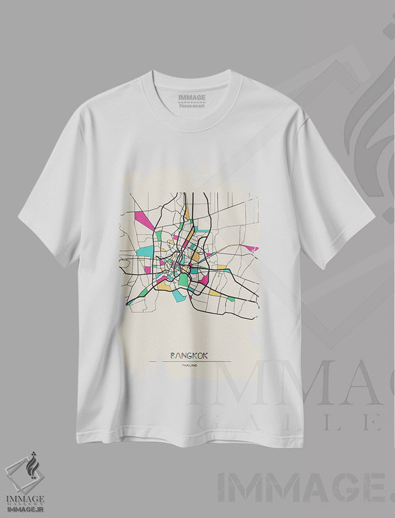 تیشرت طرح دار نقشه بانکوک، تایلند، هنر دیجیتال اثر آیشه دنیز آکِرمان | immage.ir