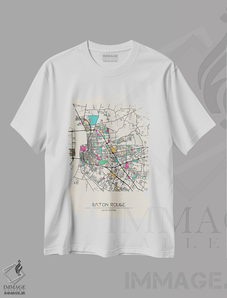 تیشرت طرح دار نقشه باتون روژ، لوئیزیانا، هنر دیجیتال اثر آیشه دنیز آکِرمان | immage.ir