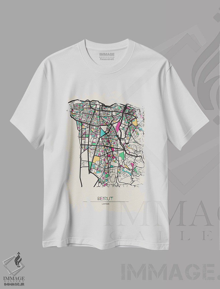 تیشرت طرح دار نقشه بیروت، لبنان، هنر دیجیتال اثر آیشه دنیز آکِرمان | immage.ir