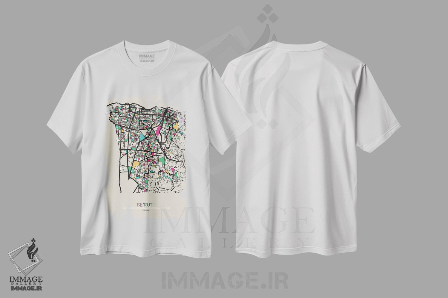 تیشرت طرح دار نقشه بیروت، لبنان، هنر دیجیتال اثر آیشه دنیز آکِرمان | immage.ir