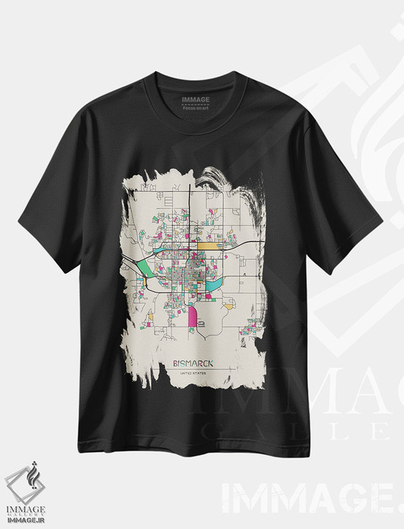 تیشرت طرح دار نقشه بیزمارک، داکوتای شمالی، هنر دیجیتال اثر آیشه دنیز آکِرمان | immage.ir
