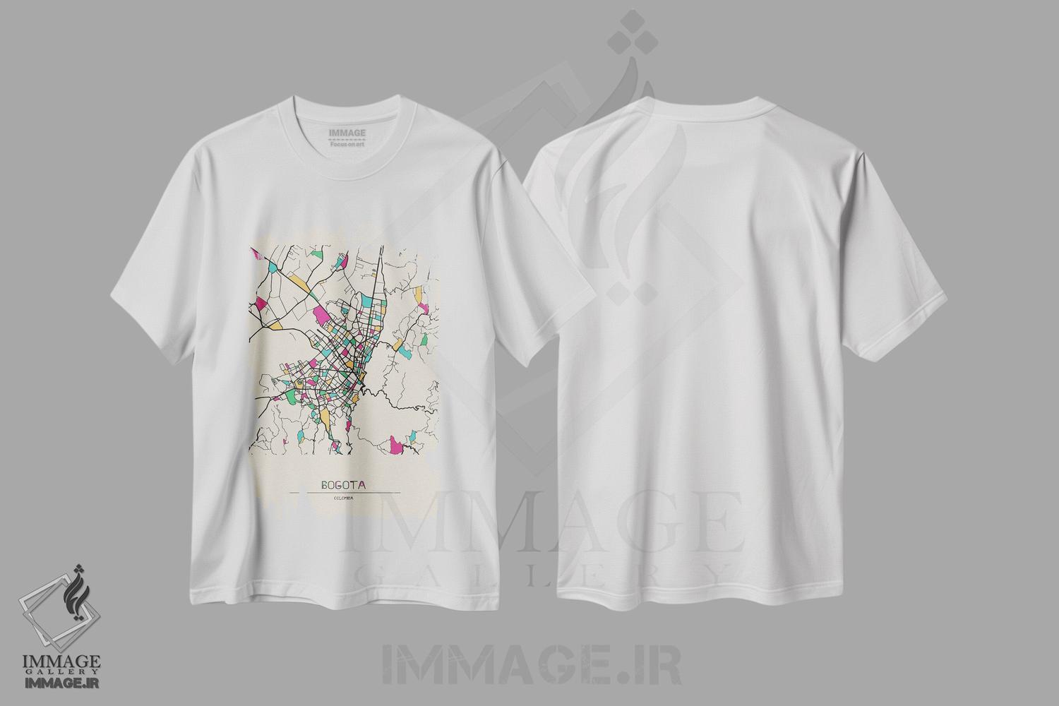 تیشرت طرح دار نقشه بوگوتا، کلمبیا، هنر دیجیتال اثر آیشه دنیز آکِرمان | immage.ir