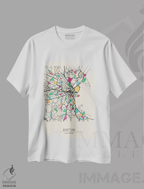 تیشرت طرح دار نقشه بوستون، ماساچوست، هنر دیجیتال اثر آیشه دنیز آکِرمان | immage.ir