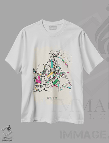 تیشرت طرح دار نقشه برازیلیا، برزیل، هنر دیجیتال اثر آیشه دنیز آکِرمان | فروشگاه ایماژ