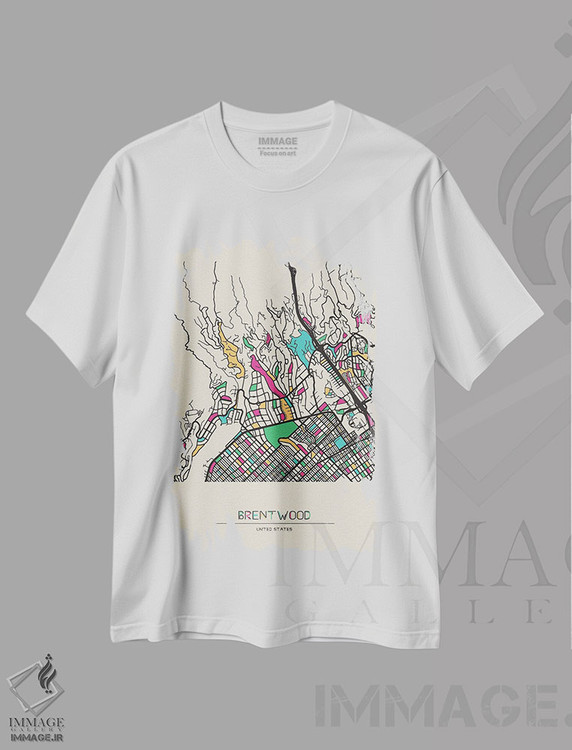 تیشرت طرح دار نقشه برنت وود، لس آنجلس، هنر دیجیتال اثر آیشه دنیز آکِرمان | immage.ir