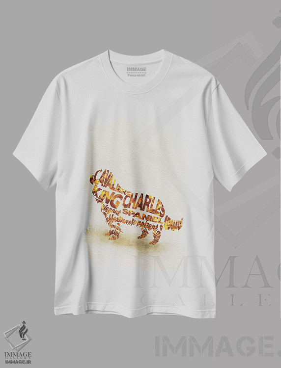تیشرت طرح دار کاولیر کینگ چارلز اسپانیل، هنر دیجیتال اثر آیشه دنیز آکِرمان | فروشگاه ایماژ