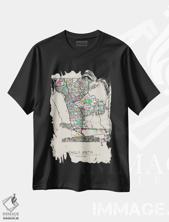 تیشرت طرح دار نقشه چولا ویستا، کالیفرنیا، هنر دیجیتال اثر آیشه دنیز آکِرمان | فروشگاه ایماژ