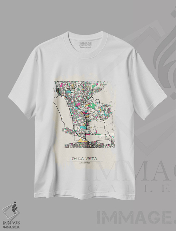 تیشرت طرح دار نقشه چولا ویستا، کالیفرنیا، هنر دیجیتال اثر آیشه دنیز آکِرمان | immage.ir