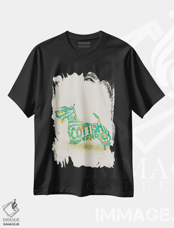 تیشرت طرح دار تِریِر اسکاتلندی، هنر دیجیتال اثر آیشه دنیز آکِرمان | فروشگاه ایماژ