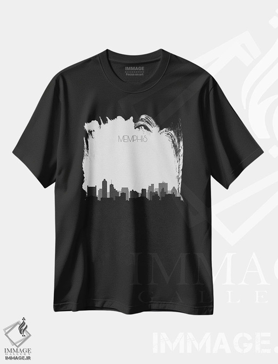 تیشرت طرح دار منظرهٔ افق ممفیس، هنر دیجیتال سیاه و سفید اثر آیشه دنیز آکِرمان | immage.ir