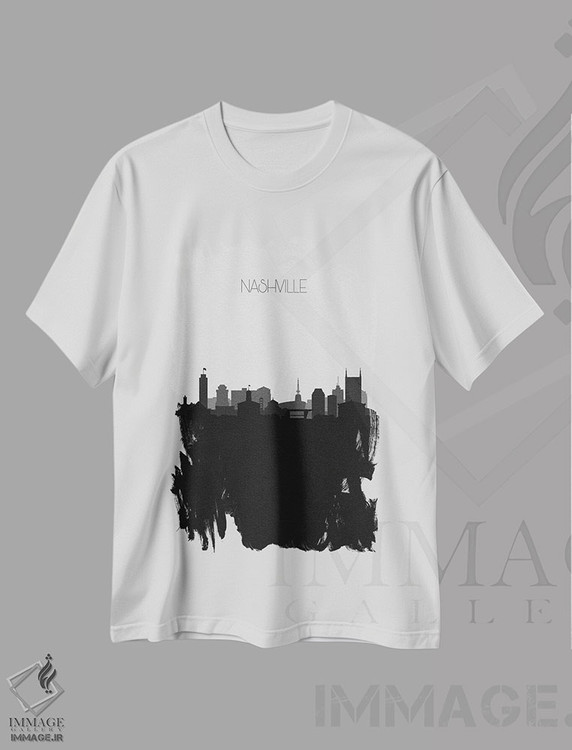 تیشرت طرح دار منظرهٔ افق نشویل، هنر دیجیتال سیاه و سفید اثر آیشه دنیز آکِرمان | immage.ir