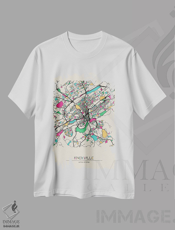 تیشرت طرح دار نقشهٔ ناکسویل، تنسی، هنر دیجیتال اثر آیشه دنیز آکِرمان | immage.ir