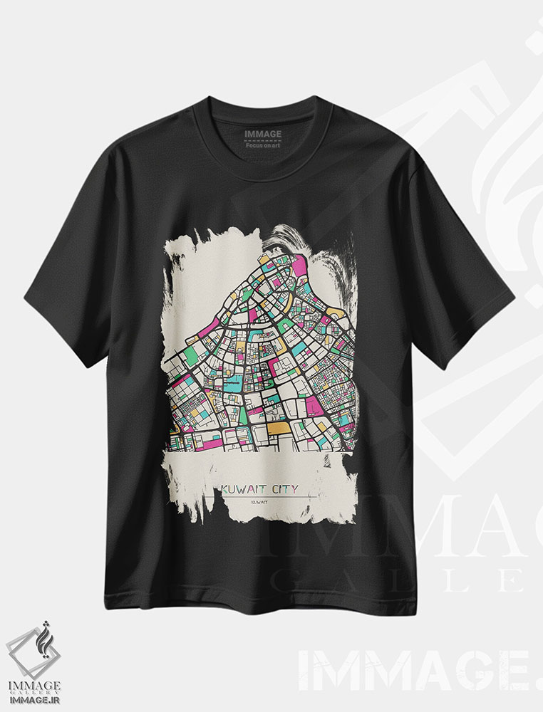 تیشرت طرح دار نقشهٔ شهر کویت، هنر دیجیتال اثر آیشه دنیز آکِرمان | immage.ir