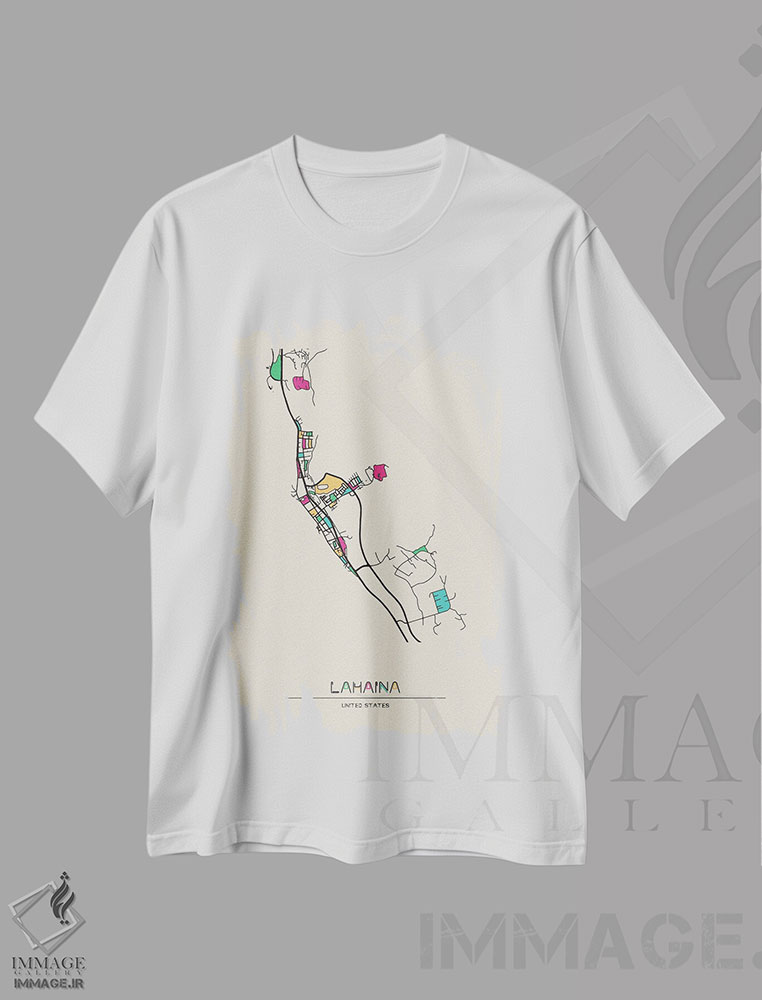 تیشرت طرح دار نقشهٔ لاهاینا، هاوایی، هنر دیجیتال اثر آیشه دنیز آکِرمان | immage.ir