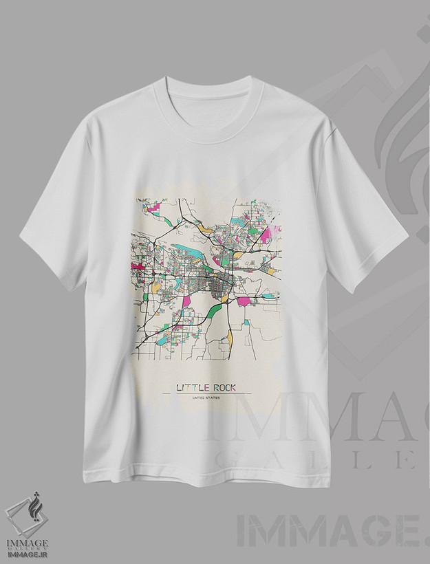 تیشرت طرح دار نقشهٔ لیتل راک، آرکانزاس، هنر دیجیتال اثر آیشه دنیز آکِرمان | فروشگاه ایماژ