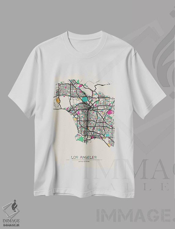 تیشرت طرح دار نقشهٔ لس آنجلس، کالیفرنیا، هنر دیجیتال اثر آیشه دنیز آکِرمان | immage.ir