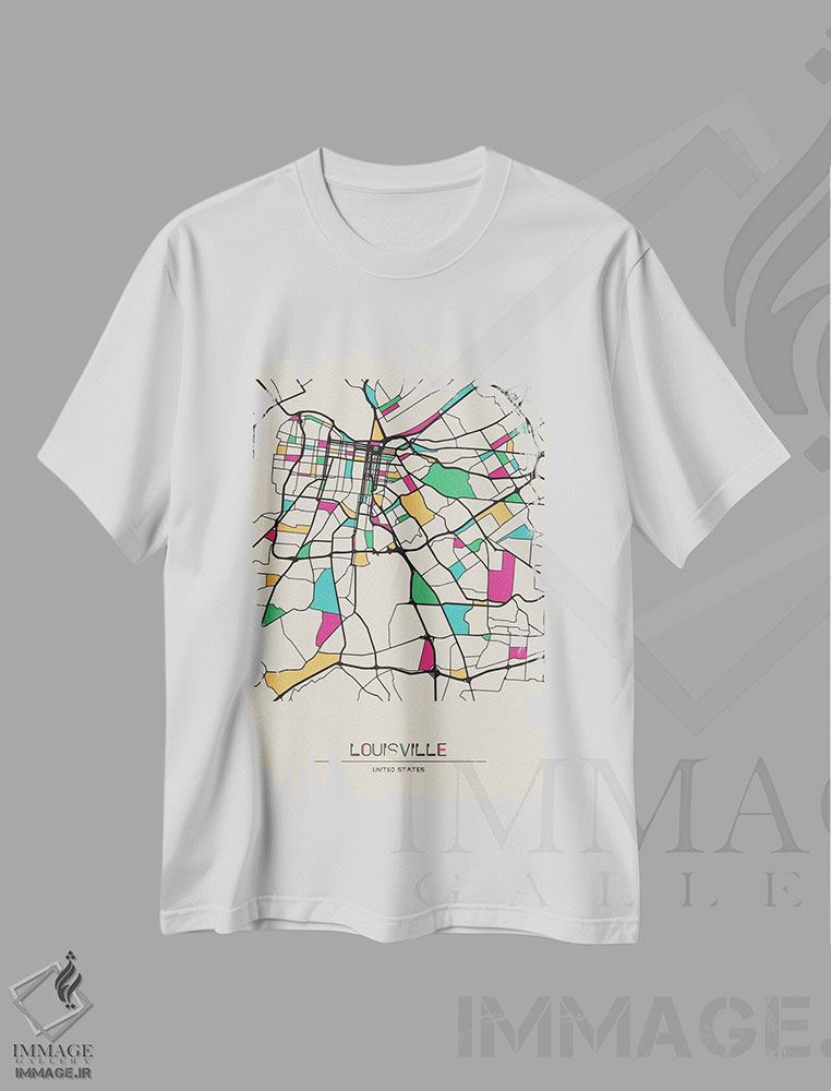تیشرت طرح دار نقشهٔ لوئیزویل، کنتاکی، هنر دیجیتال اثر آیشه دنیز آکِرمان | immage.ir