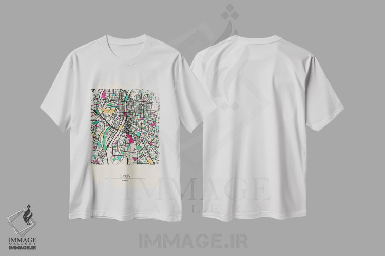 تیشرت طرح دار نقشهٔ لیون، فرانسه، هنر دیجیتال اثر آیشه دنیز آکِرمان | immage.ir