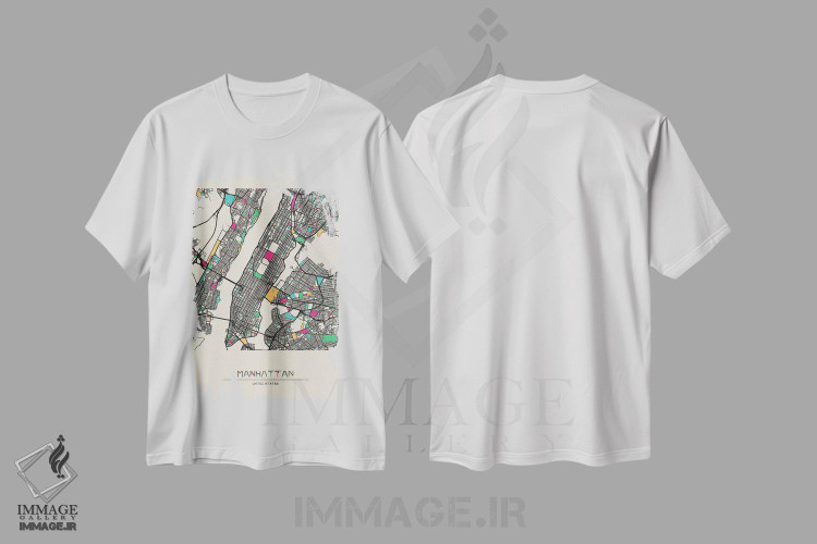 تیشرت طرح دار نقشهٔ منهتن، نیویورک، هنر دیجیتال اثر آیشه دنیز آکِرمان | immage.ir